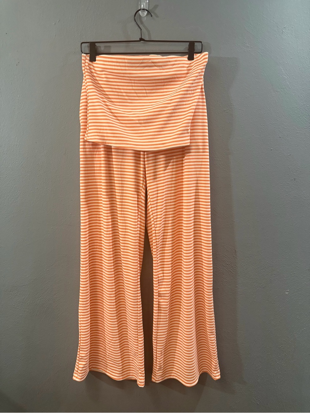 BUCKETLIST Peach and White Striped Wide-Leg Pants